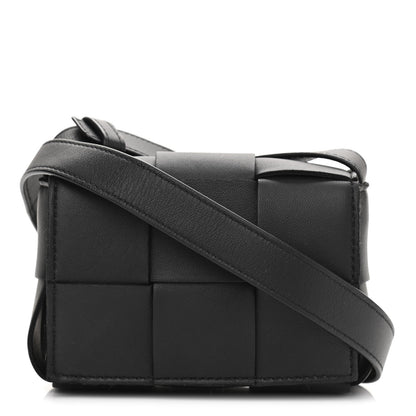Bottega Veneta Lambskin Maxi Intrecciato Extra Mini Cassette Crossbody Bag Black 1 of 9