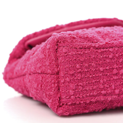 Saint Laurent Boucle Tweed Quilted Loulou Puffer Monogram Pouch Clutch Magenta 10 of 11