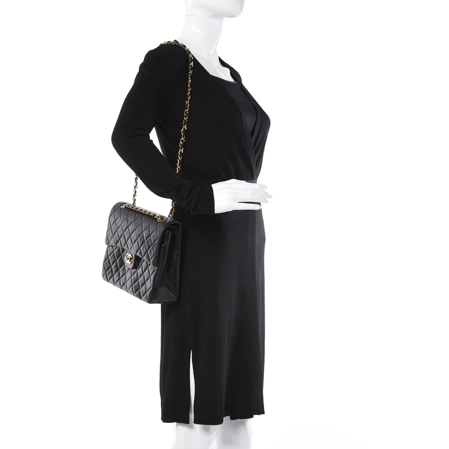 Lambskin Quilted Medium Double Flap Black