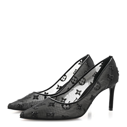Louis Vuitton Monogram Mesh Strass Gala Pumps 35 Black 4 of 9