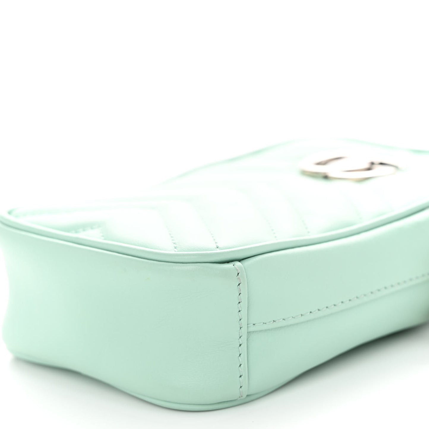 Calfskin Matelasse Mini GG Marmont Crossbody Bag Water Green