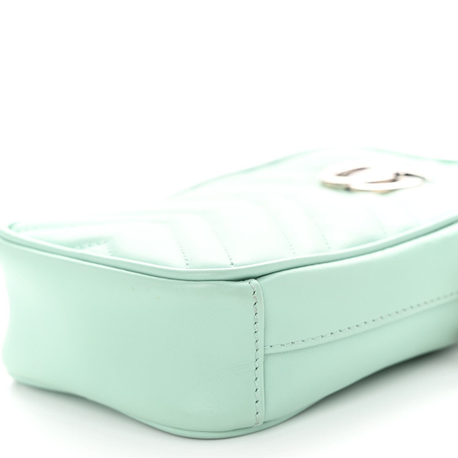 Gucci Calfskin Matelasse Mini GG Marmont Crossbody Bag Water Green 10 of 10
