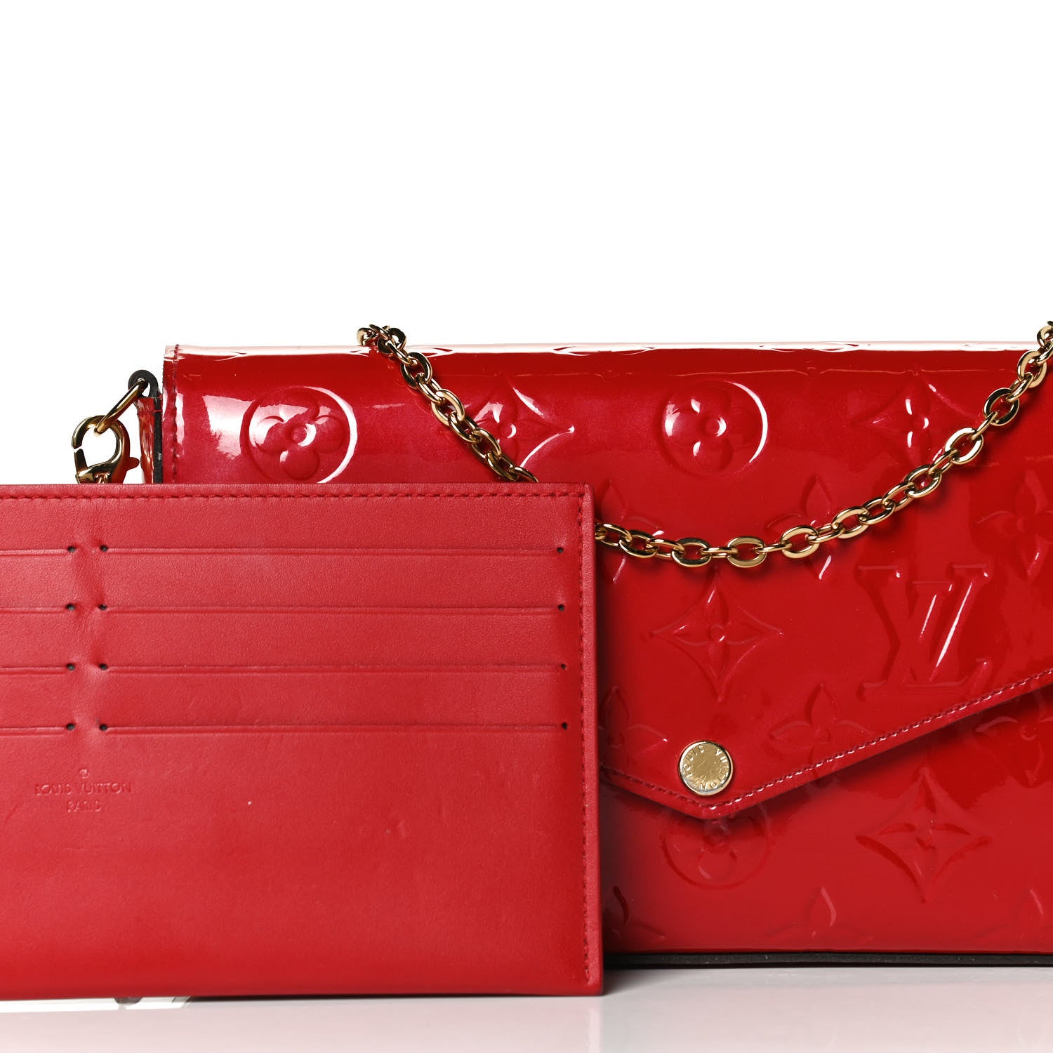 Louis Vuitton Vernis Felicie Pochette Chain Wallet Cherry 14 of 15