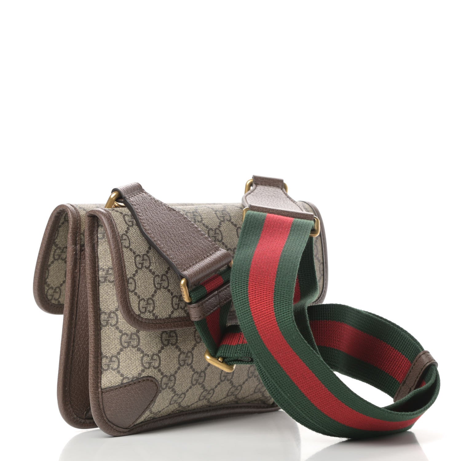 Gucci GG Supreme Monogram Web Small Neo Vintage Double Flap Messenger Bag Beige New Acero 3 of 12