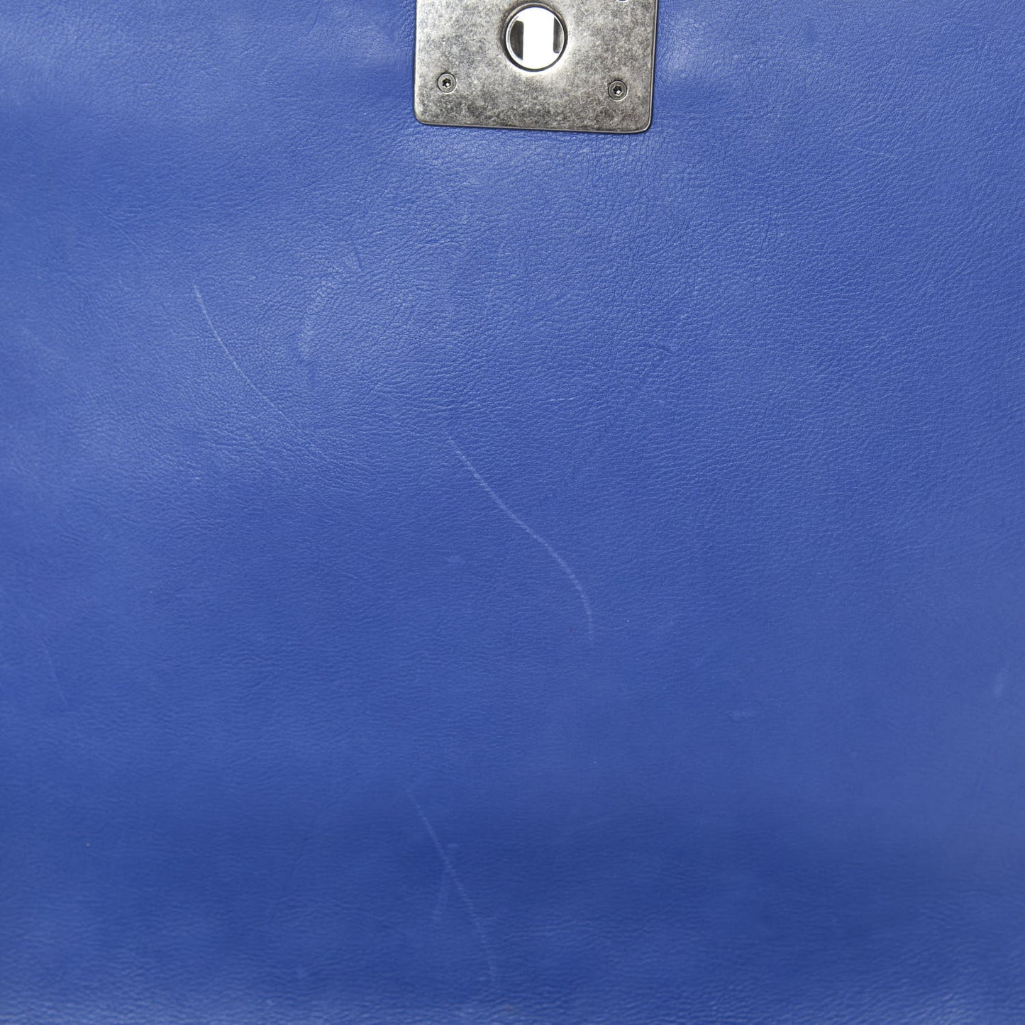 Grained Calfskin Quilted Large Boy Flap Blue