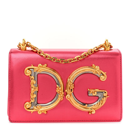 Dolce & Gabbana Metallic Calfskin DG Girls Shoulder Bag Red 1 of 16