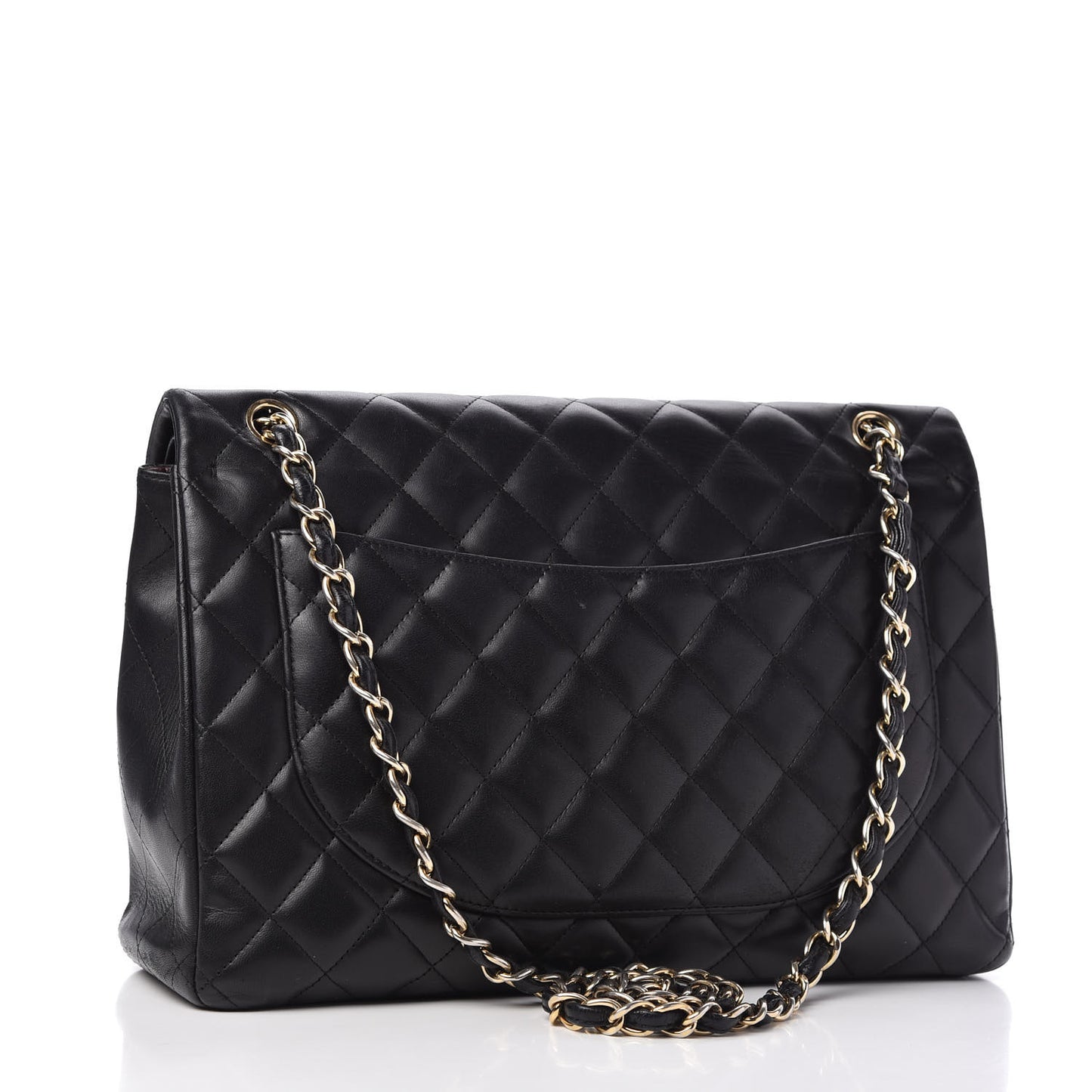 Lambskin Quilted Maxi Double Flap Black