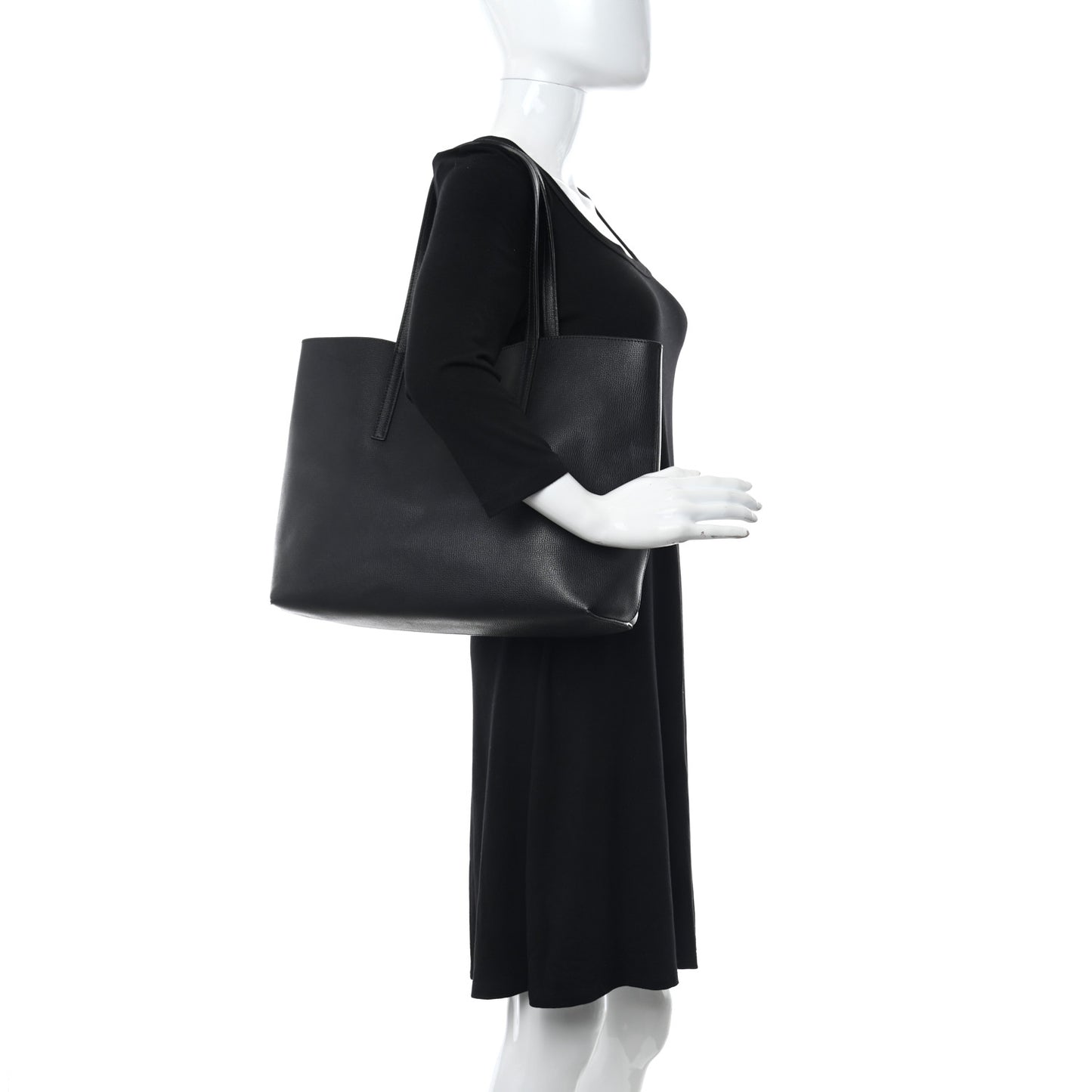 Vitello Vienna Enamel F is Fendi Shopping Tote Black Taupe