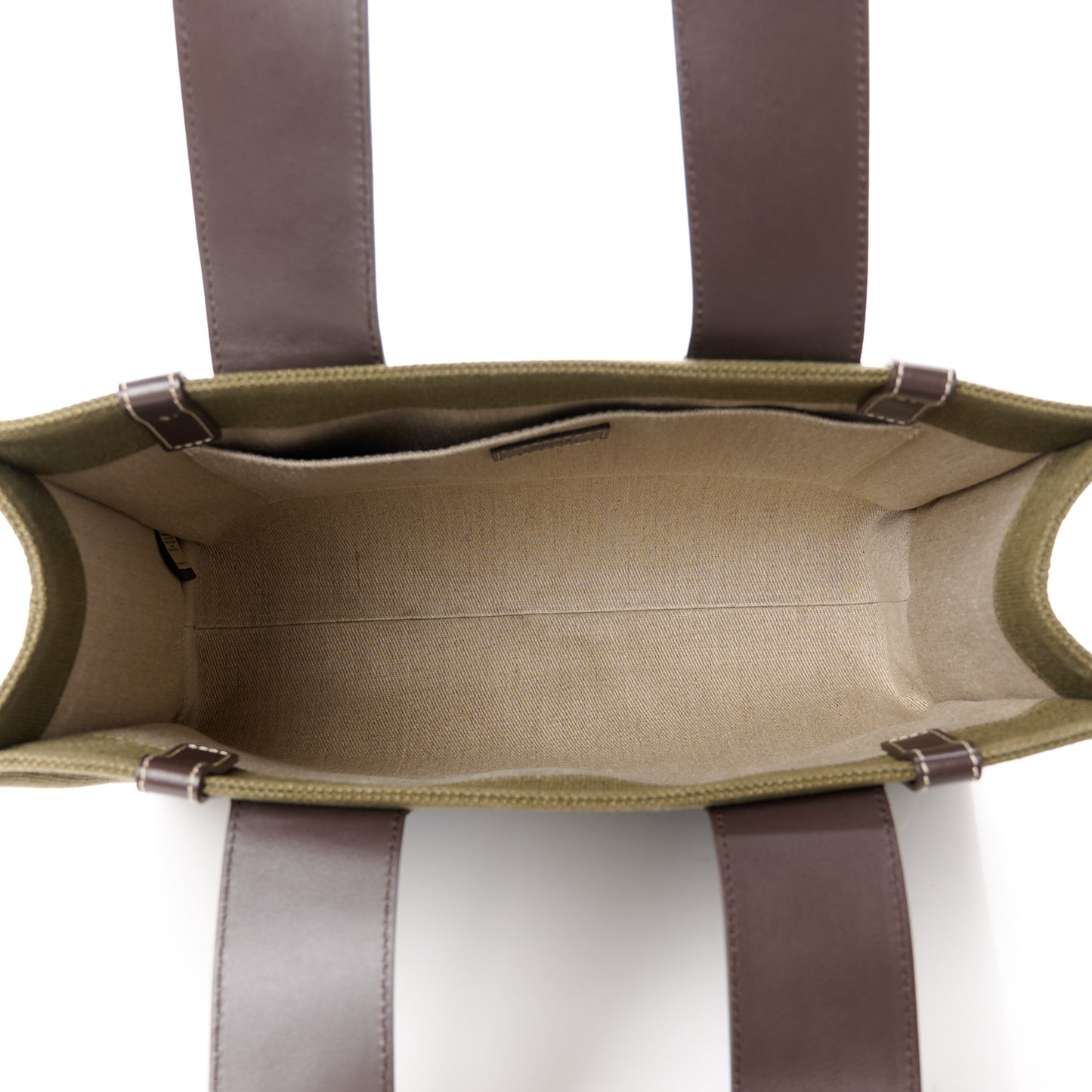 Linen Calfskin Medium Woody Tote Warm Green