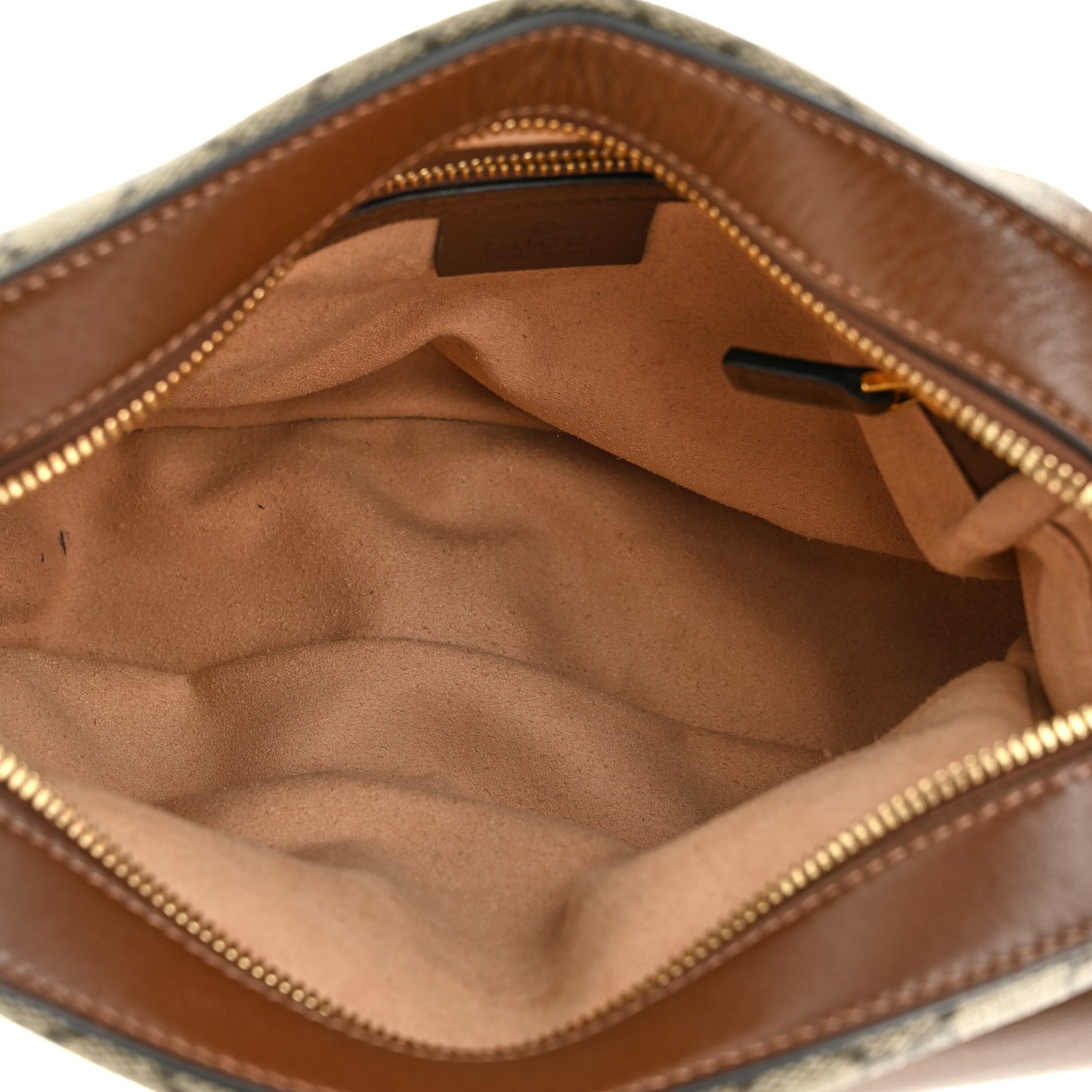 GG Supreme Monogram Small Horsebit 1955 Shoulder Bag Beige Brown Sugar