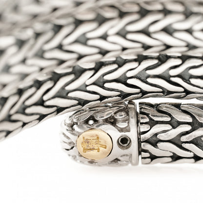 John Hardy Sterling Silver 18K Yellow Gold Diamond Triple Coil Bracelet 4 of 5