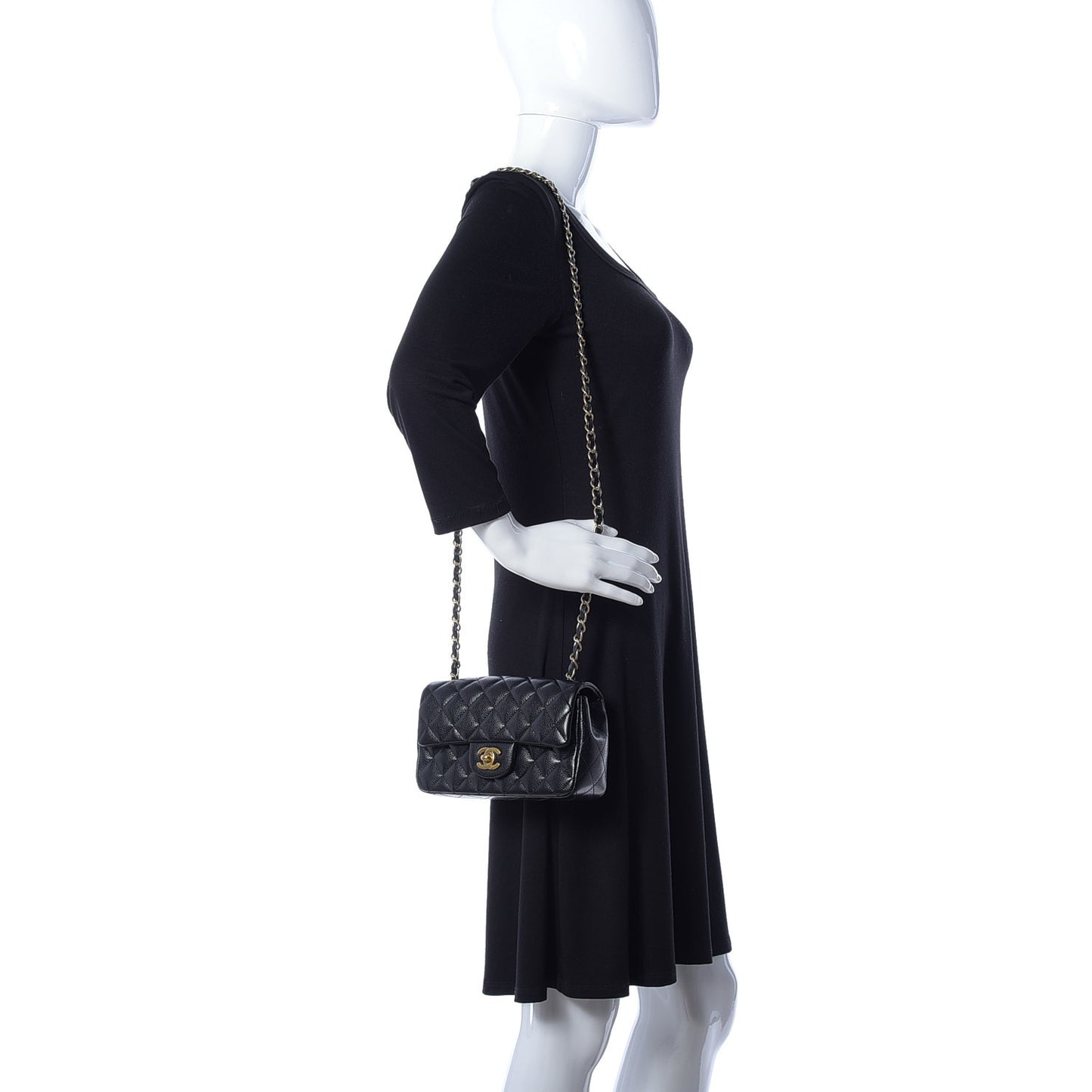 Caviar Quilted Mini Rectangular Flap Black