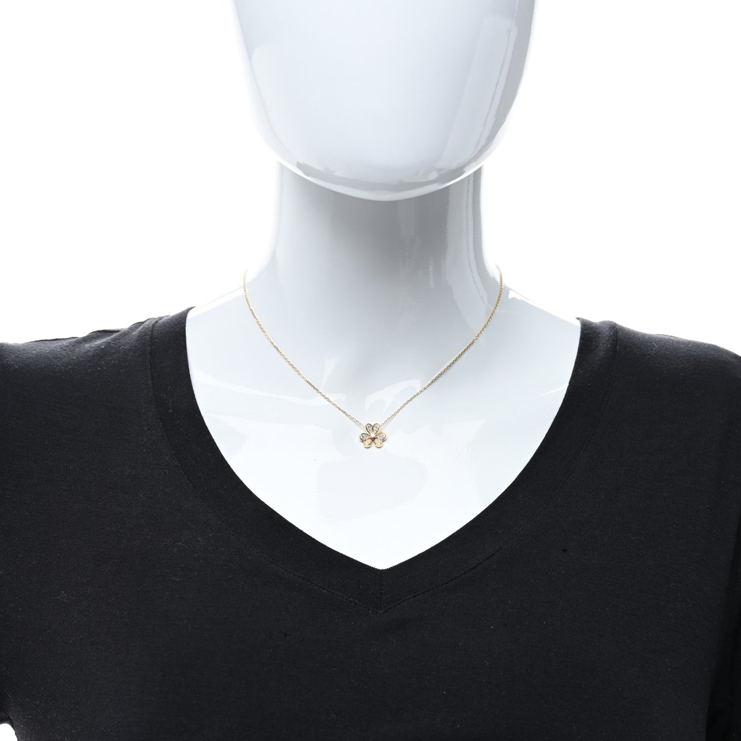 18K Yellow Gold Diamond Mini Frivole Pendant Pave Necklace
