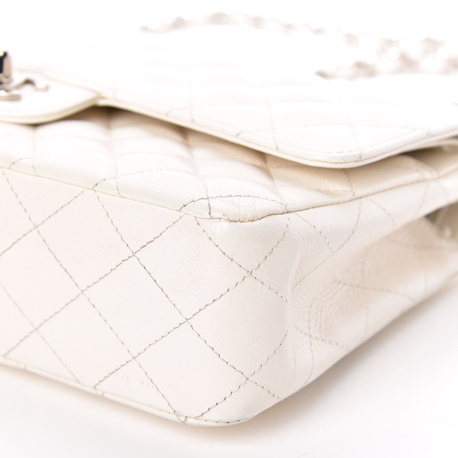 Chanel Caviar Quilted Medium Double Flap White 27 of 29