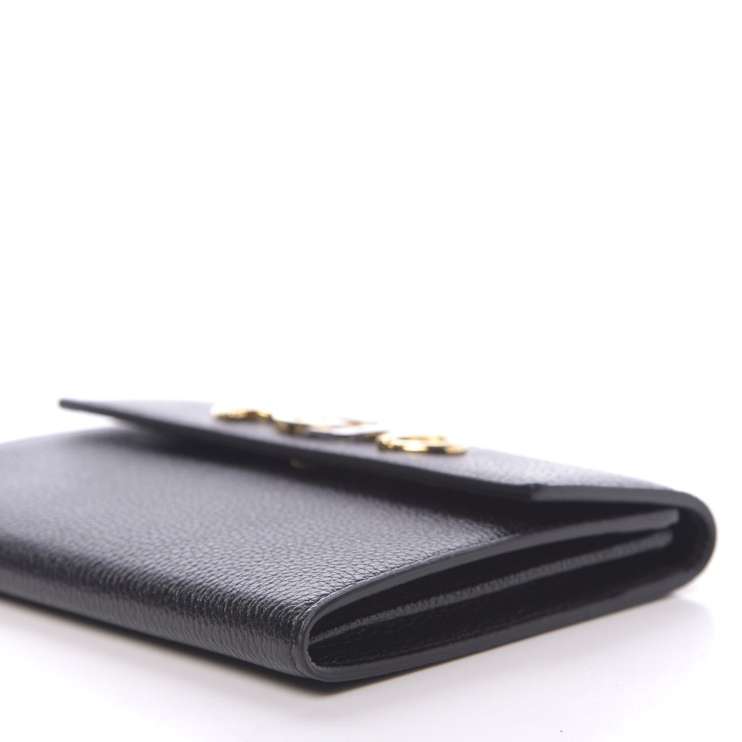 Grainy Calfskin Zumi Flap Card Case Black