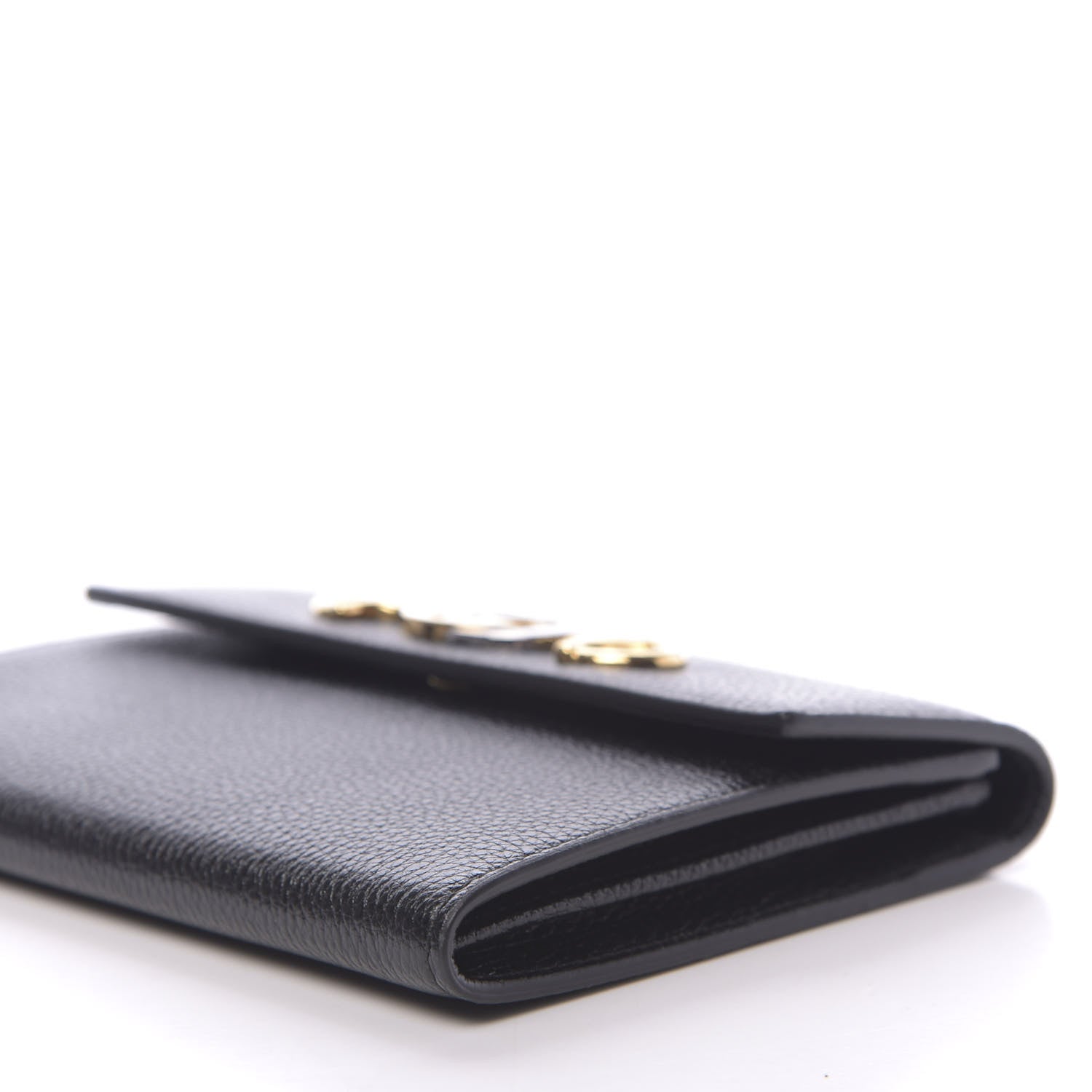 Gucci Grainy Calfskin Zumi Flap Card Case Black 9 of 10