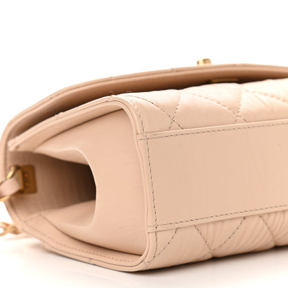 Chanel Crumpled Lambskin Quilted Mini CC Links Top Handle Flap Beige 8 of 9
