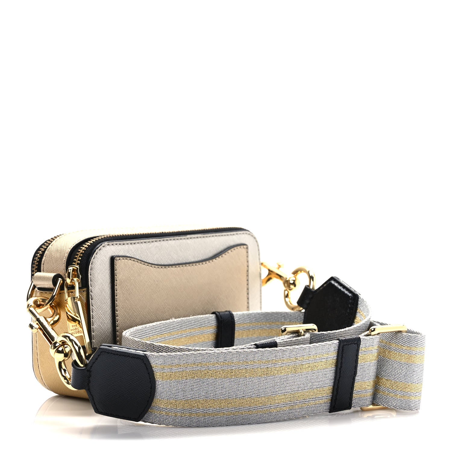 Marc Jacobs Metallic Saffiano Small Snapshot Camera Bag Silver Gold 2 of 9