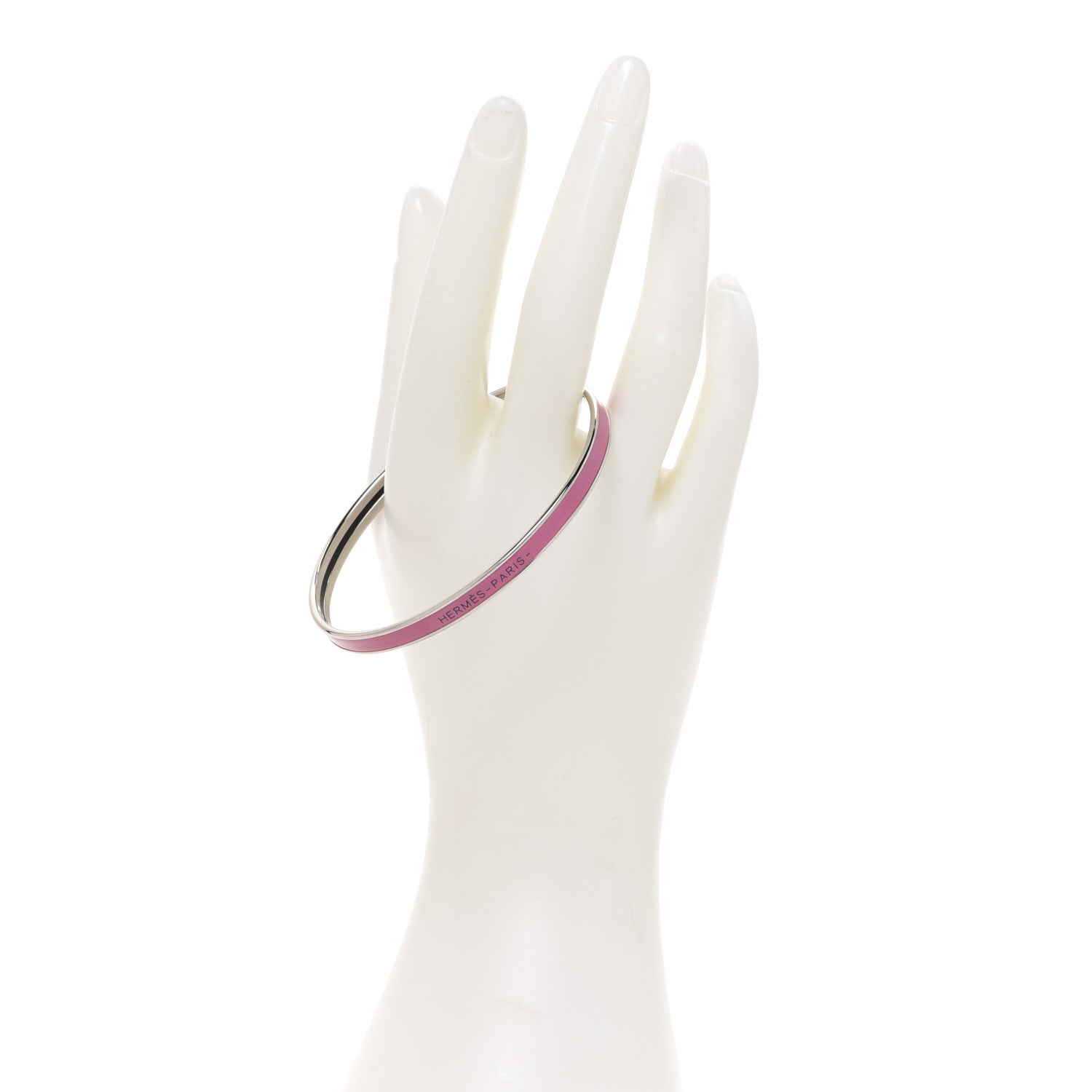 Hermes Enamel Printed Extra Narrow Printed Bracelet 70 Rose Patch 2 of 3