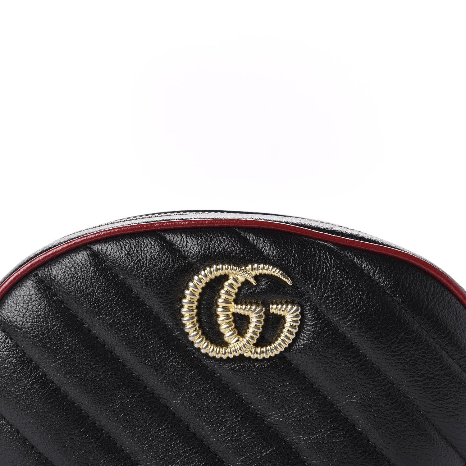 Gucci Azalea Calfskin Matelasse Diagonal Torchon GG Marmont Belt Bag 75 30 Black Romantic Cerise 9 of 9