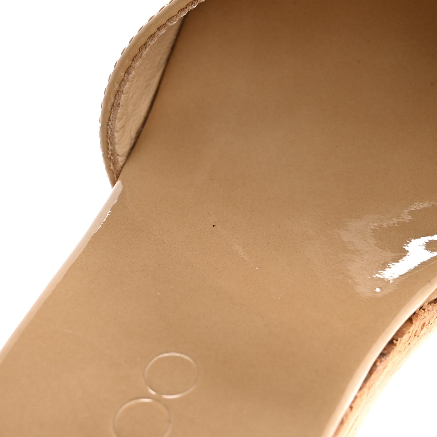 Patent Calfskin Perfume Cork Wedge Sandals 35.5 Nude