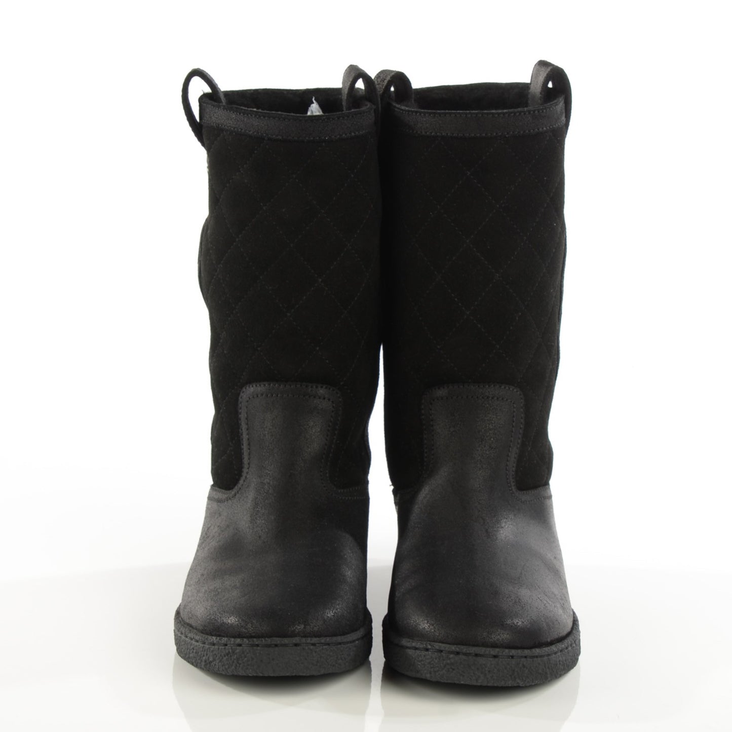 Suede Quilted High Boots 36.5 Black