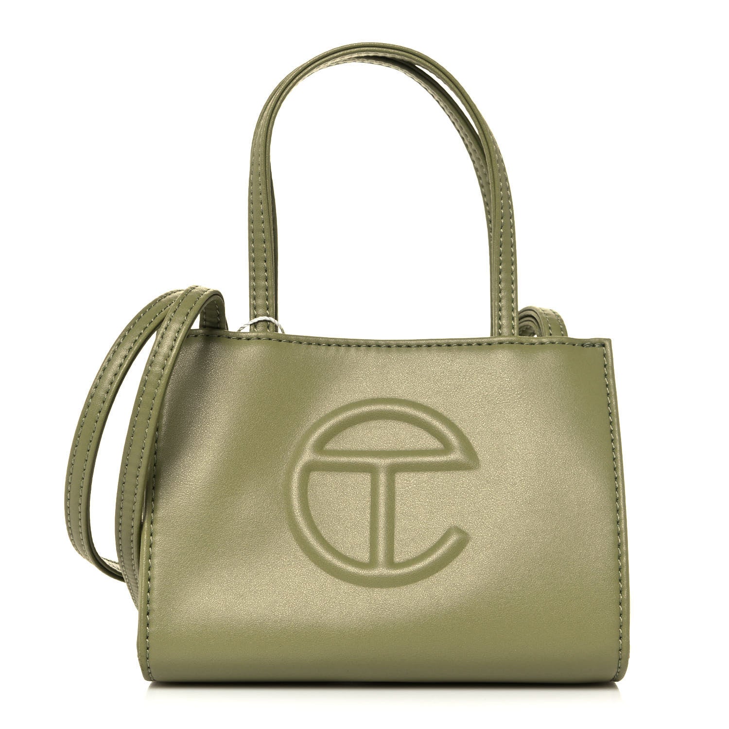 TELFAR Vegan Leather Small Shopping Bag Drab FASHIONPHILE