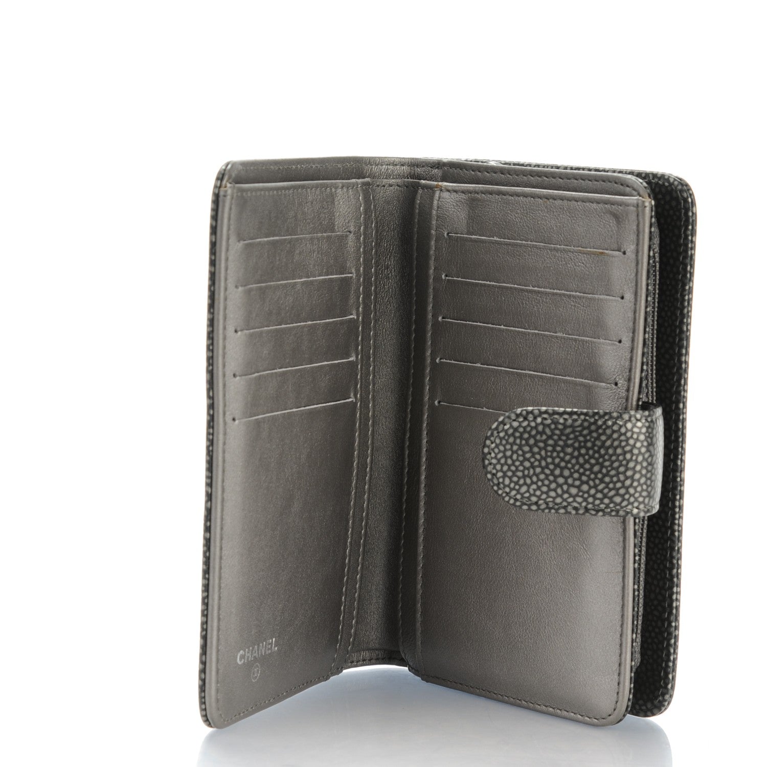 Chanel Metallic Caviar Timeless CC Zipped Pocket Wallet Dark Silver 5 of 8