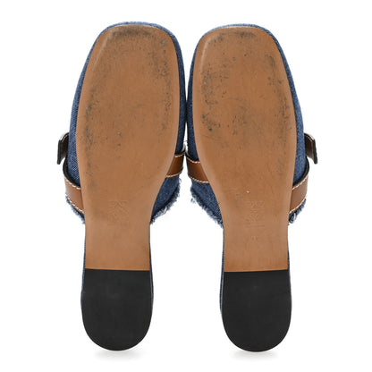 Loewe Washed Denim Calfskin Gate Mule Sandals 38 Blue Tan 6 of 9