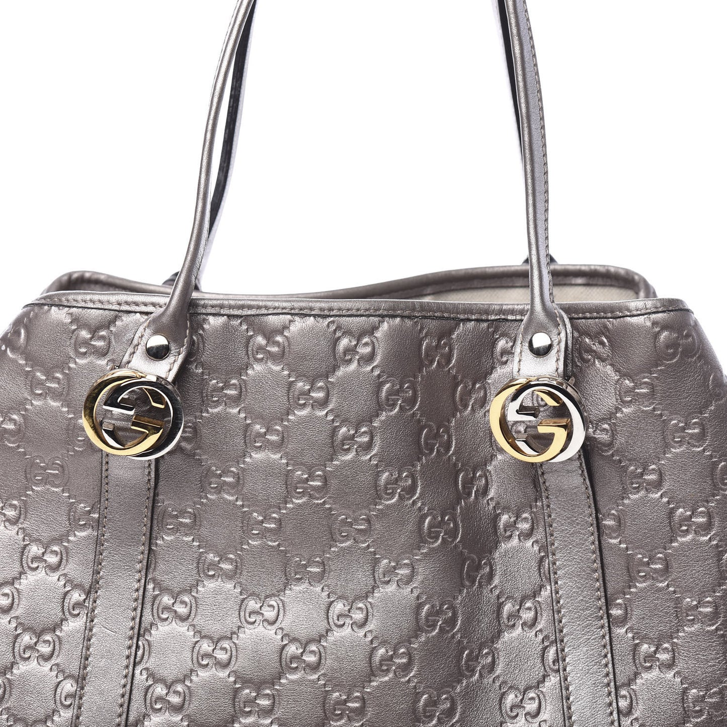 Metallic Guccissima Medium GG Twins Tote Mauve