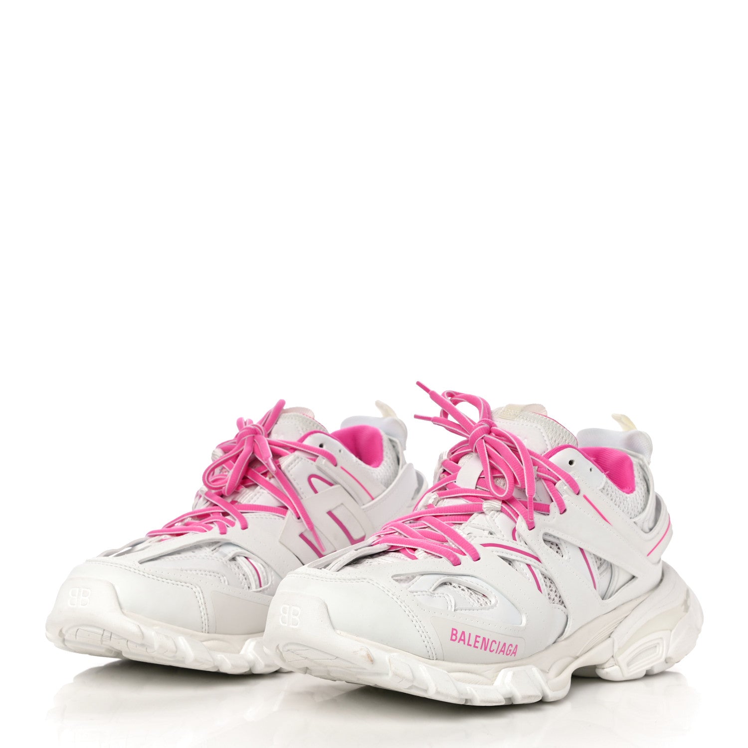 Balenciaga Mesh Rubber Bi-Color Womens Track Sneakers 39 White Fluo Pink 3 of 12