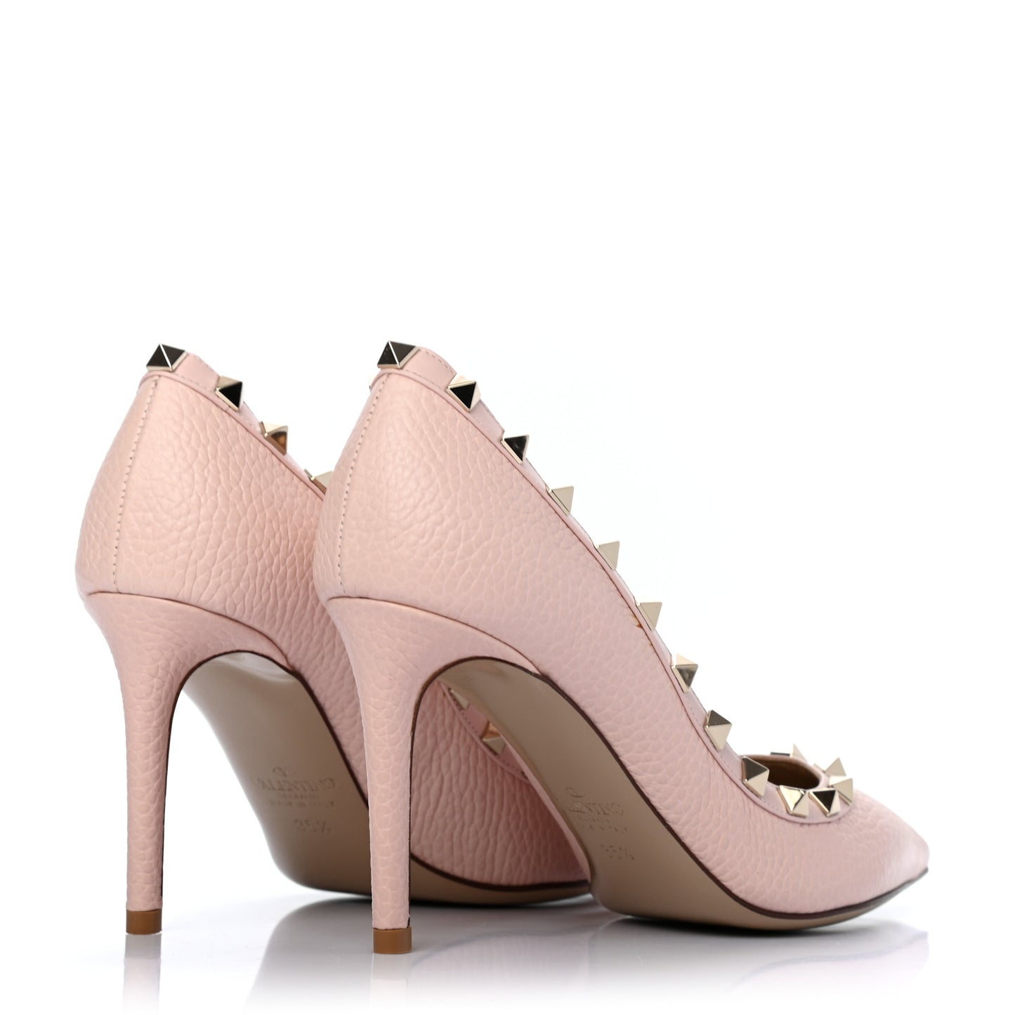 Pebbled Calfskin Rockstud 85mm Pumps 35.5 Rose Quartz