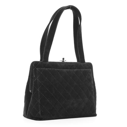 Chanel Velvet Quilted Shoulder Bag Black 3 of 17