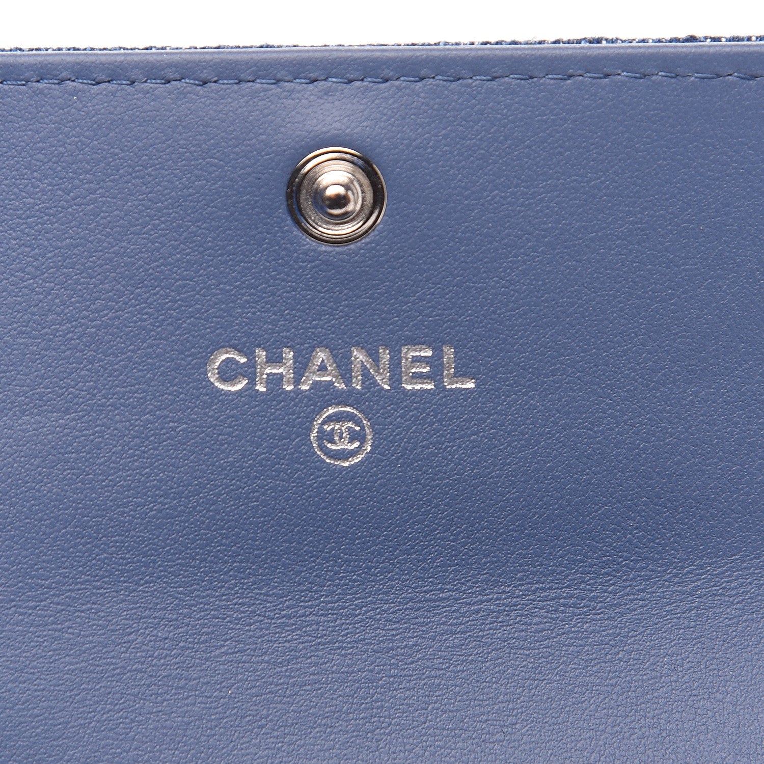 Chanel Denim Camelia Charms Card Holder Blue 5 of 8