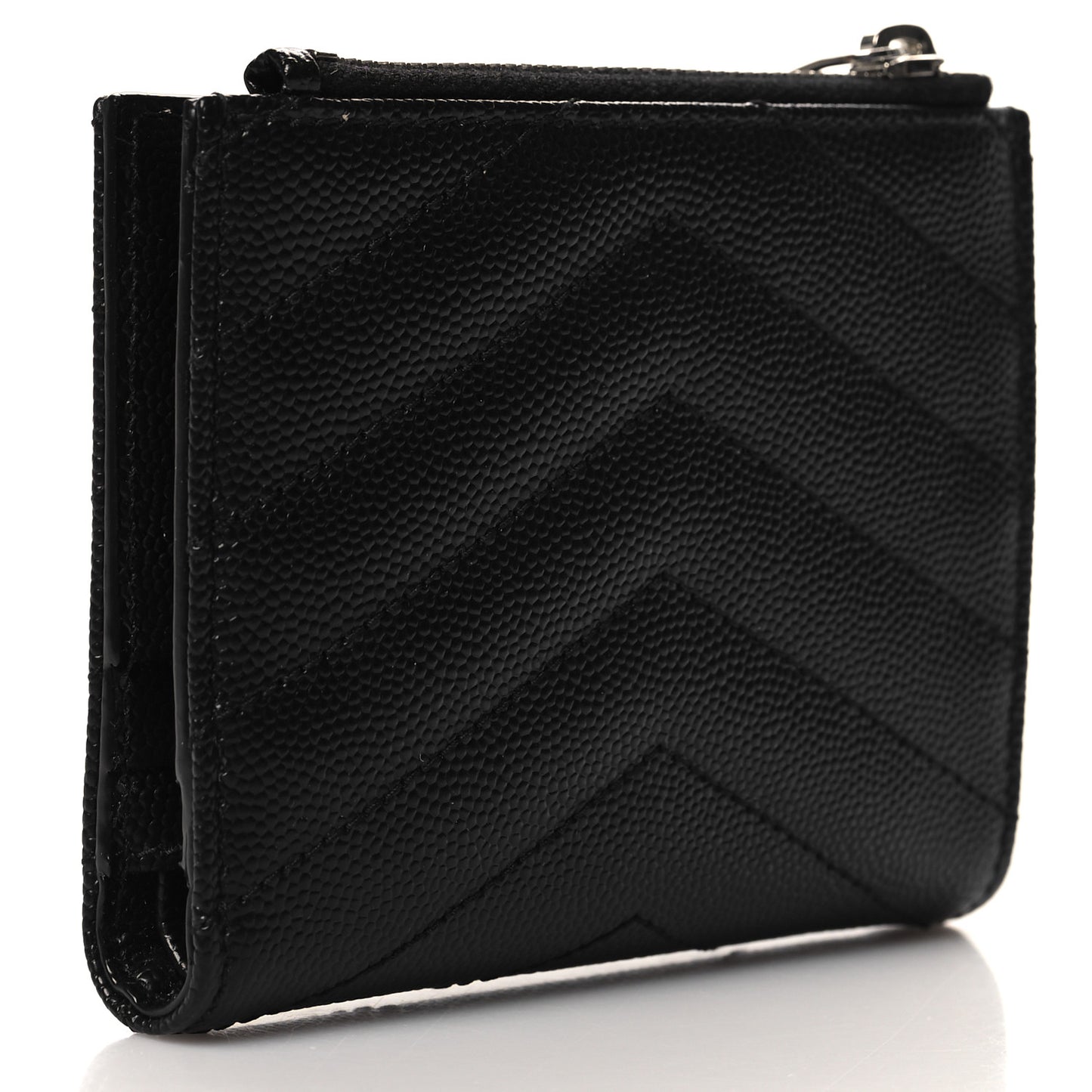 Grain De Poudre Matelasse Chevron Monogram Zipped Card Case Black