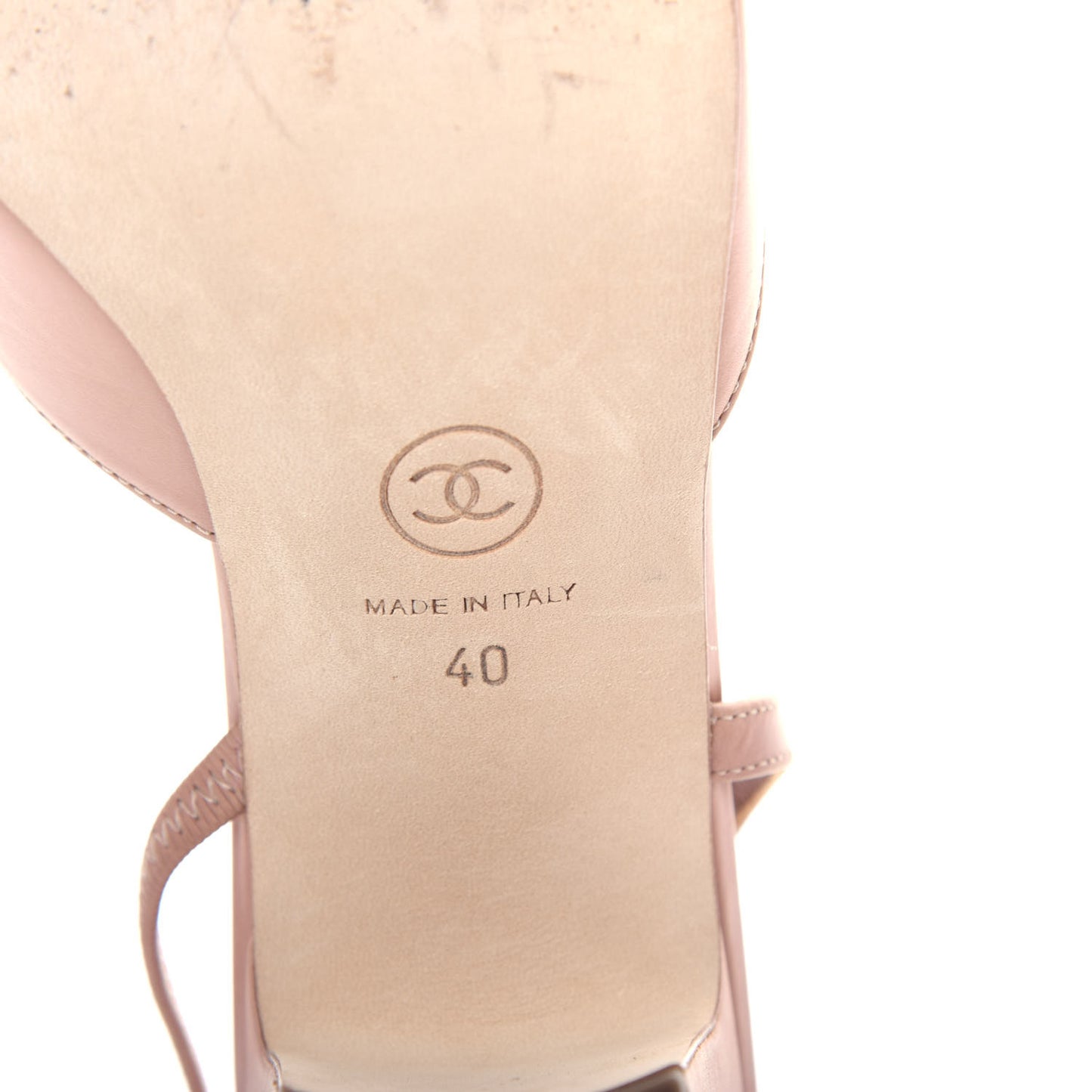 Glazed Calfskin Cap Toe CC Slingback Pumps 40 Beige Pink