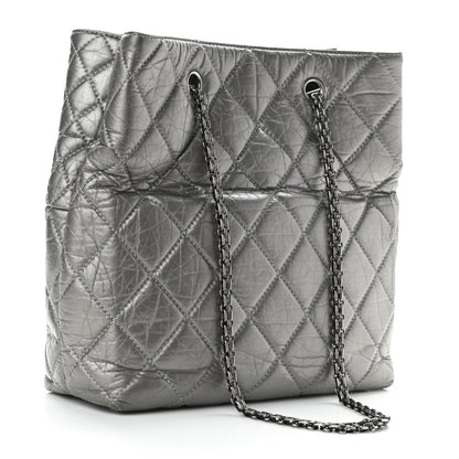 Chanel Metallic Aged Calfskin Quilted Reissue 2.55 Tote Dark Grey 3 of 12