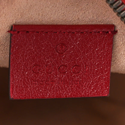 Gucci Glazed Calfskin Matelasse Heart Mini GG Marmont Round Shoulder Bag Romantic Cerise 6 of 11