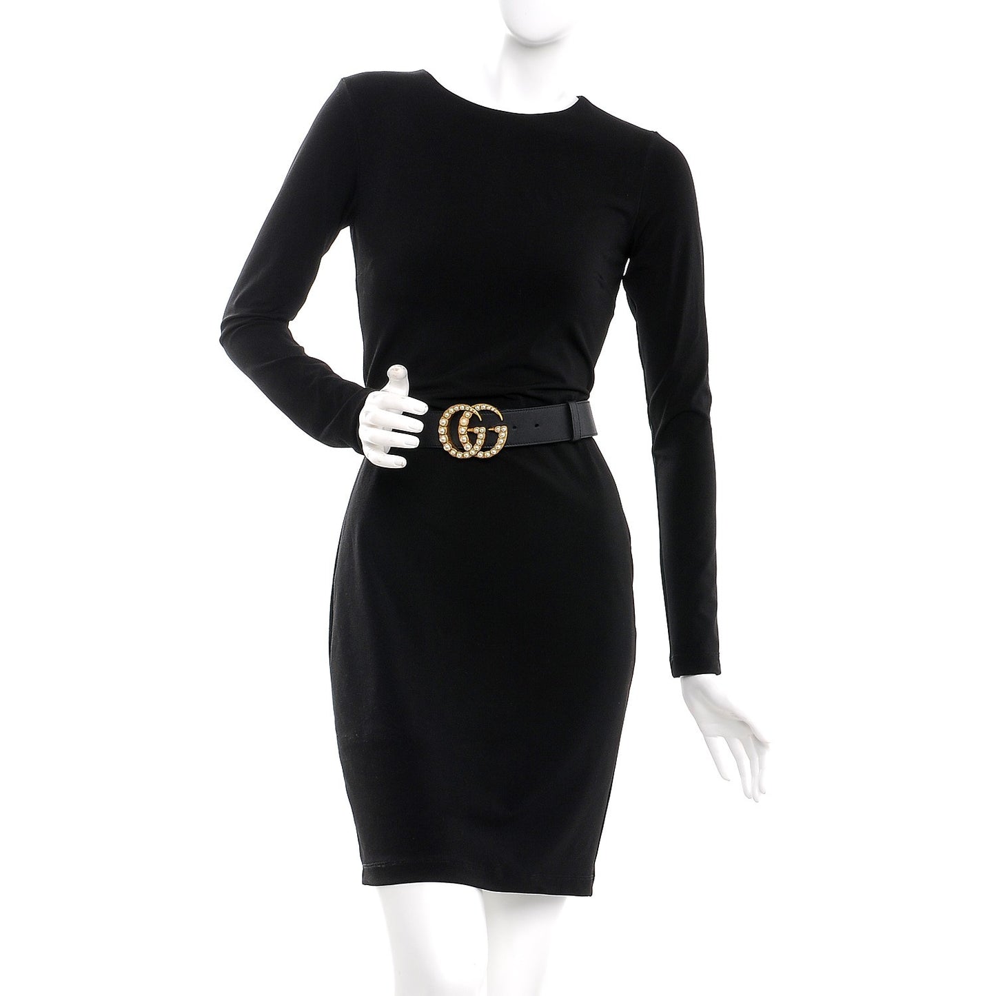 Moon Calfskin Pearl Double G 40mm Belt 90 36 Black Cream