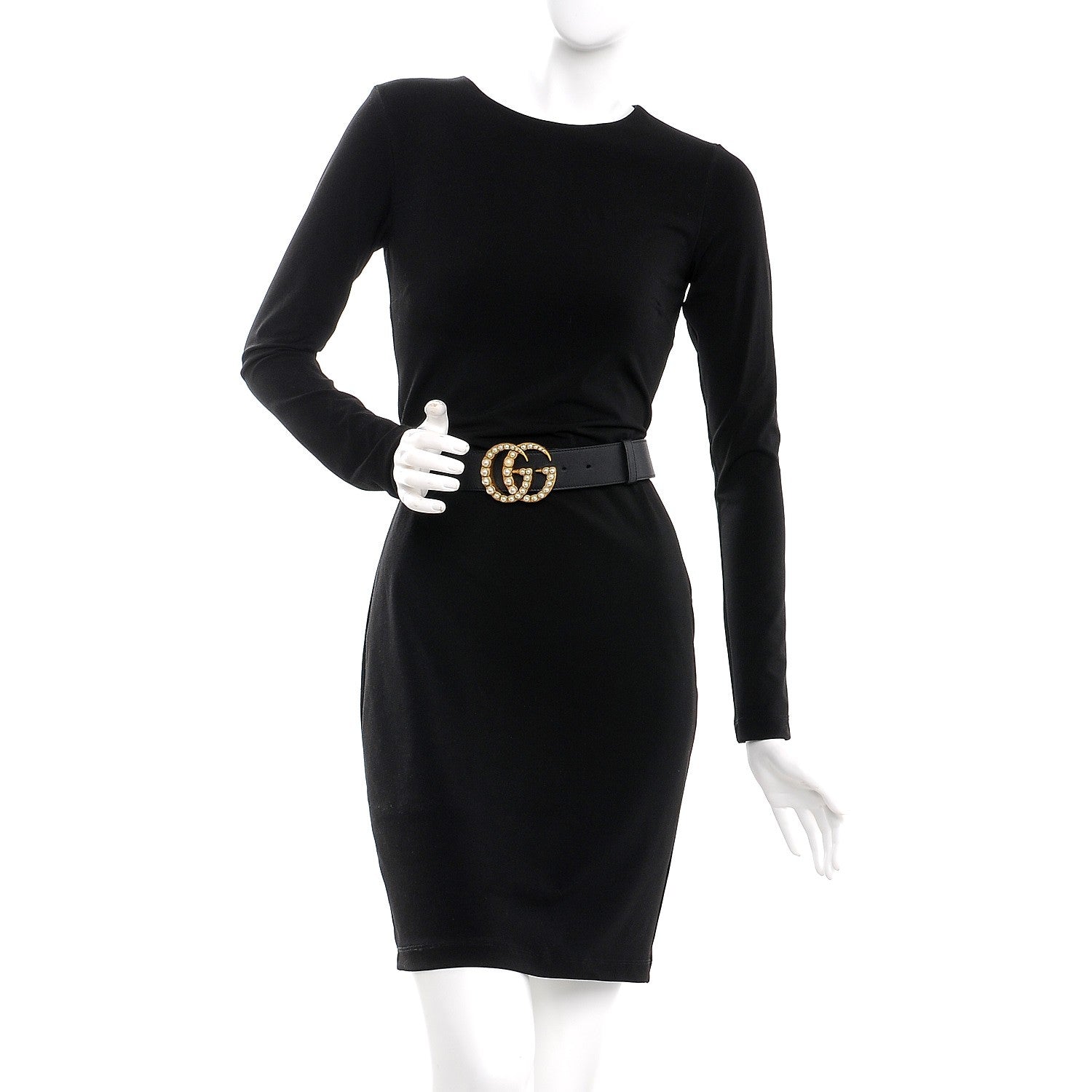 Gucci Moon Calfskin Pearl Double G 40mm Belt 90 36 Black Cream 2 of 8