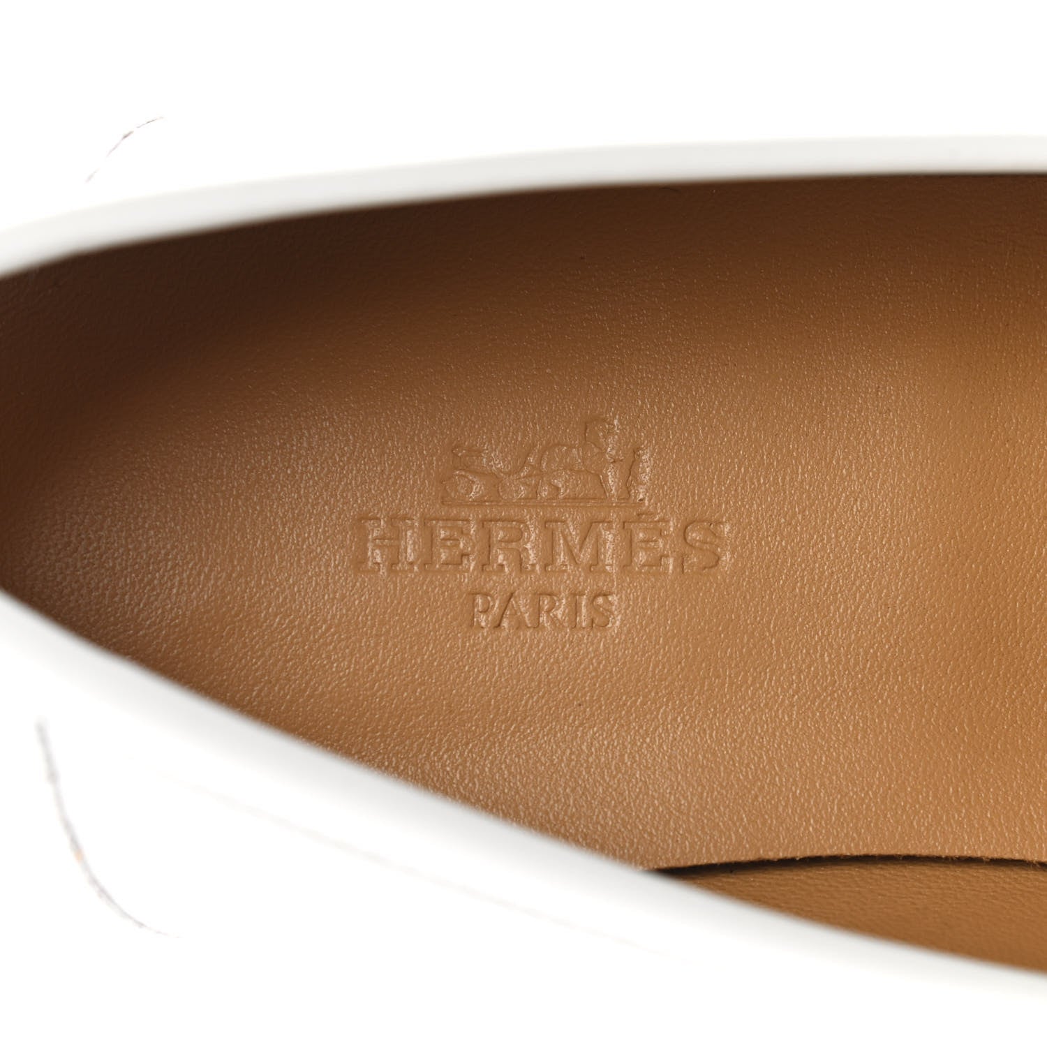 Hermes Calfskin Womens Colette Loafers 37.5 White 7 of 8