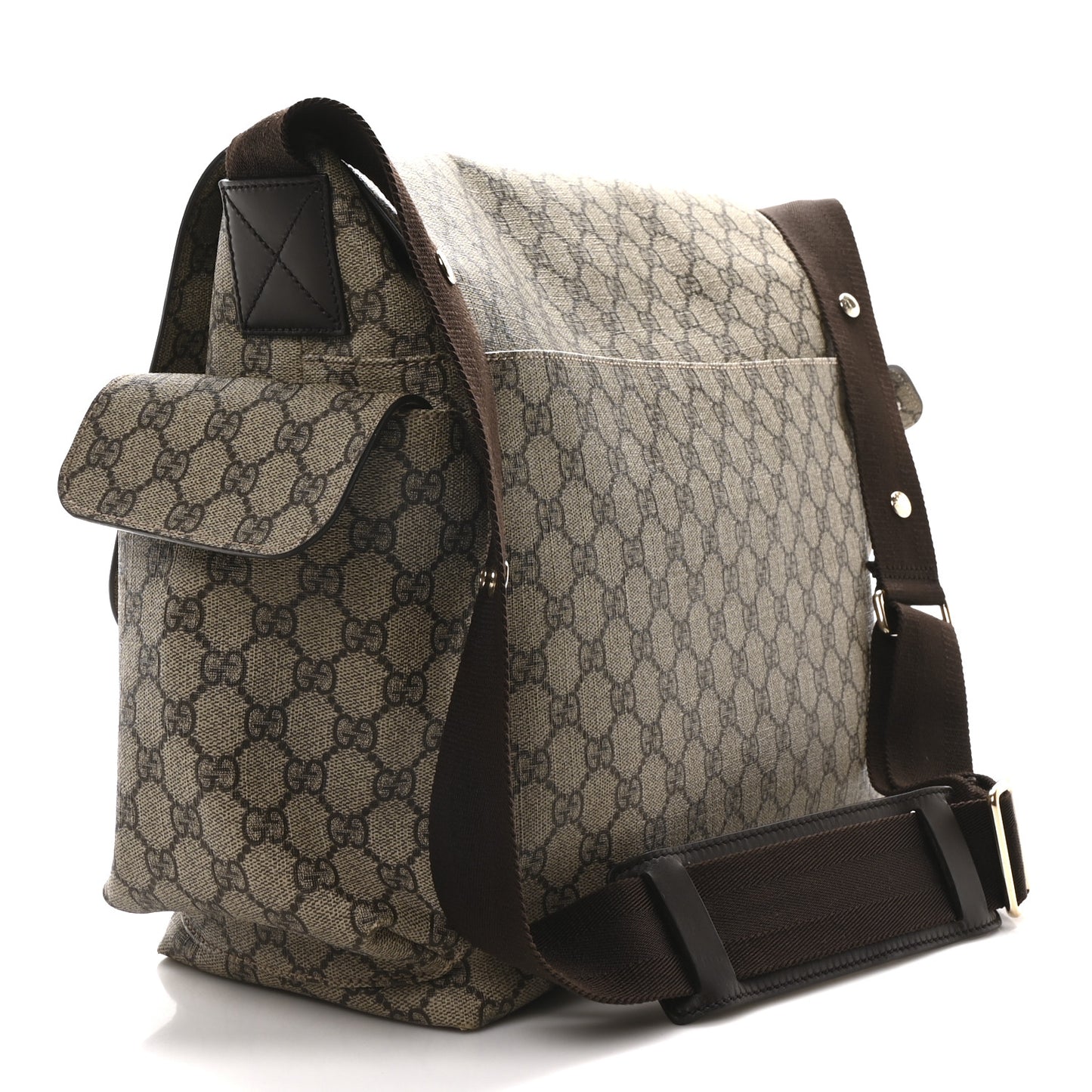 GG Plus Monogram Messenger Diaper Bag Dark Brown