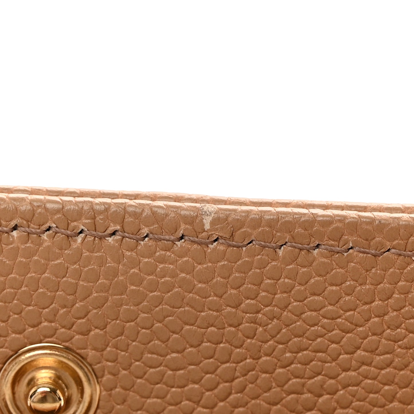 Caviar Quilted Large Boy Gusset Flap Wallet Beige
