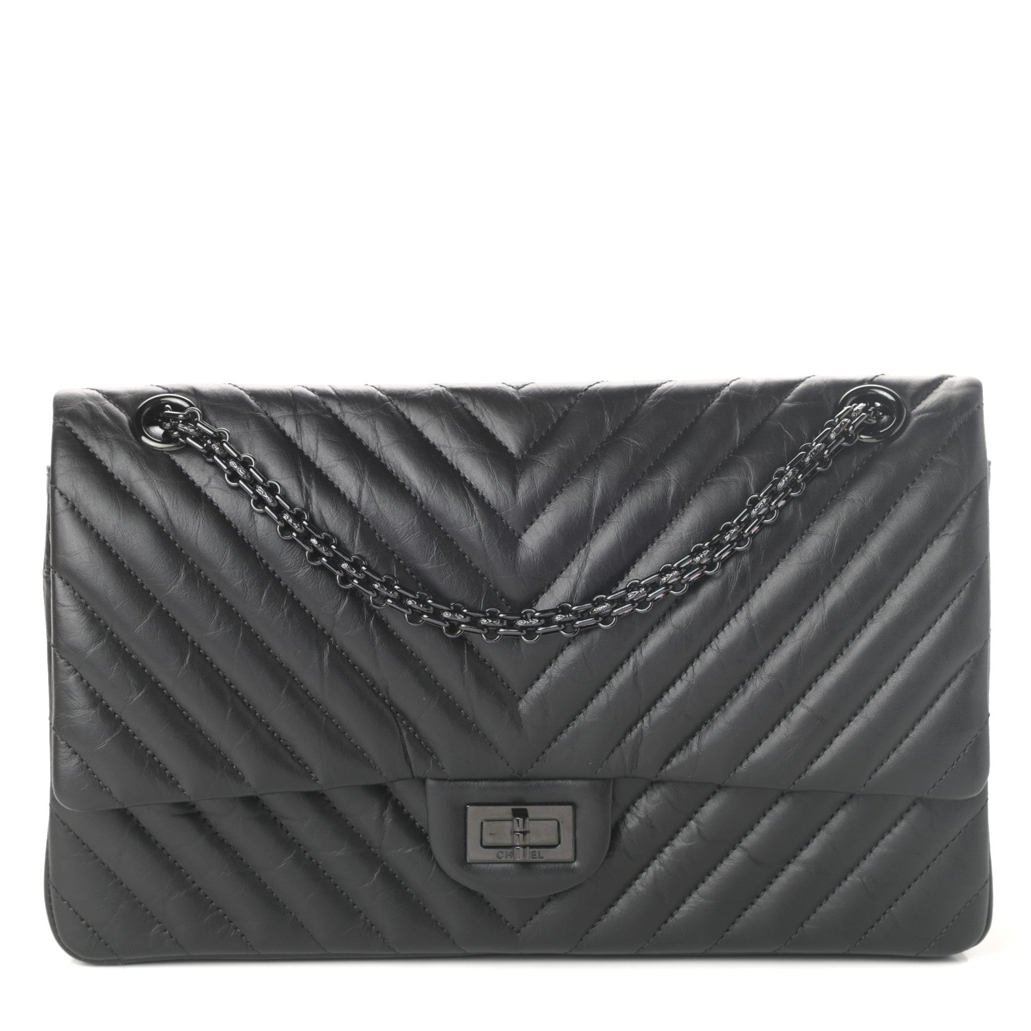 Chanel Aged Calfskin Chevron Quilted 2.55 Reissue 226 So Black 1 of 9