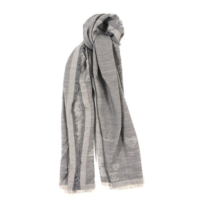 Chanel Cashmere Silk CC Heart Scarf Grey 1 of 3