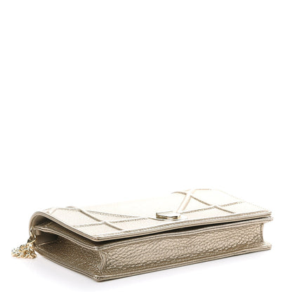 Christian Dior Metallic Grained Calfskin Diorama Wallet on Chain Pouch Light Gold 4 of 10