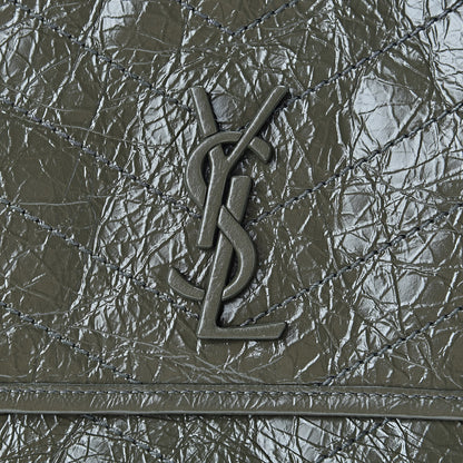 Saint Laurent Crinkled Calfskin Matelasse Monogram Medium Niki Chain Satchel Military Olive 8 of 11