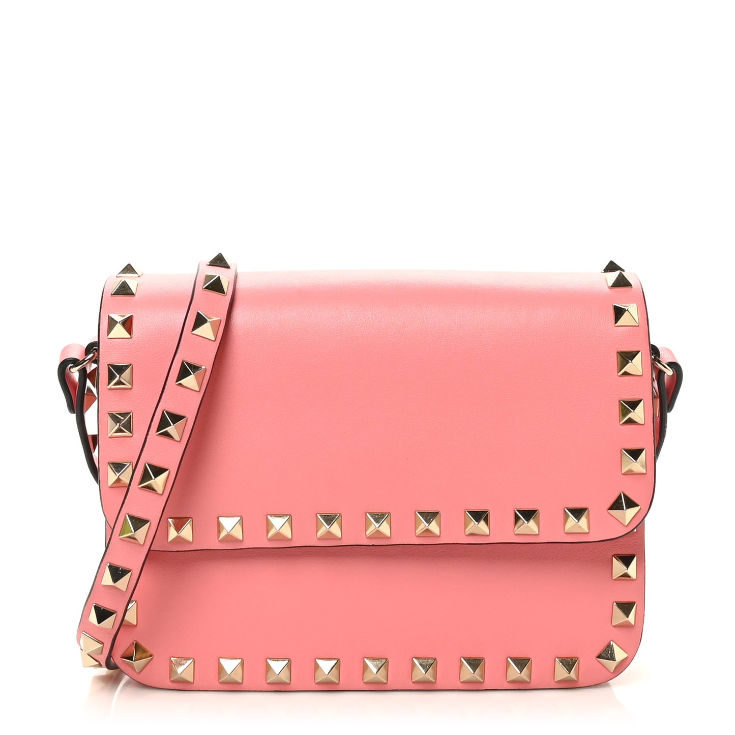Vitello Rockstud Flap Crossbody Bag Paradise Rose