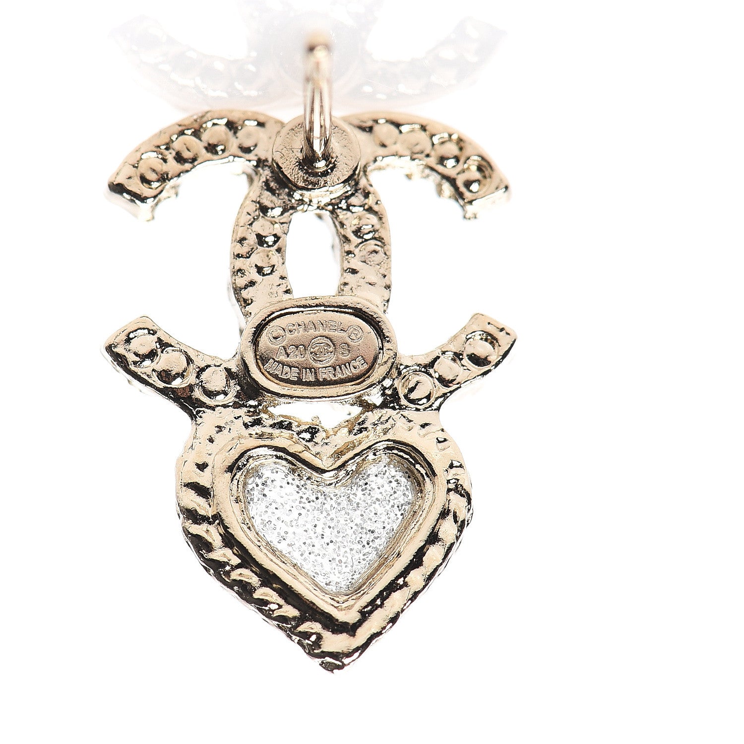 Chanel Crystal Enamel CC Star Heart Earrings Gold 4 of 5