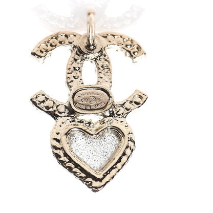 Chanel Crystal Enamel CC Star Heart Earrings Gold 4 of 5